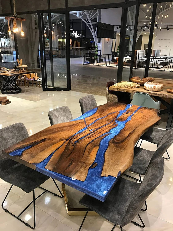 Tuzech Epoxy Table Top Fully Customised Thick Resin River Table Indoor Outdoor Coffee Table Top Wooden Dining Table Top-Tuzech store