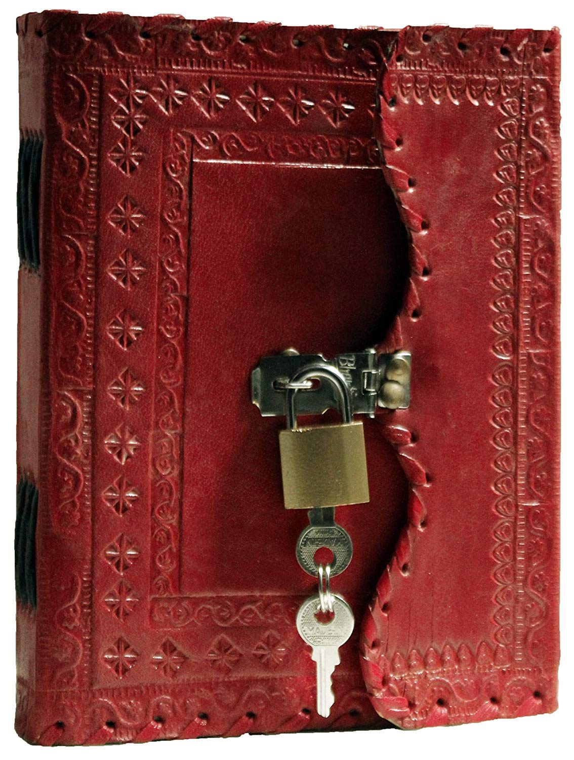 TUZECH Leather Journal for Men and Women Leather Diary to Write Poems,Sketchbook, Record Keeping Notebook Personal Memoir with Lock and Key - Unlined (King Red)-Tuzech store