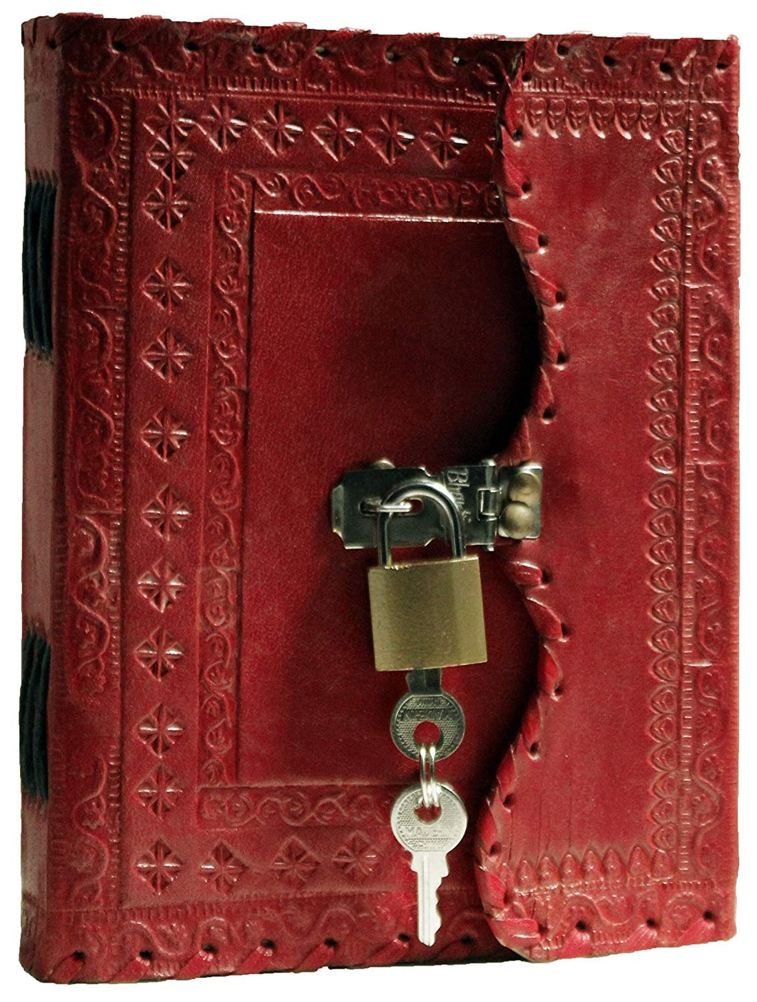 TUZECH Leather Journal for Men and Women Leather Diary to Write Poems,Sketchbook, Record Keeping Notebook Personal Memoir with Lock and Key - Unlined (King Red)-Tuzech store