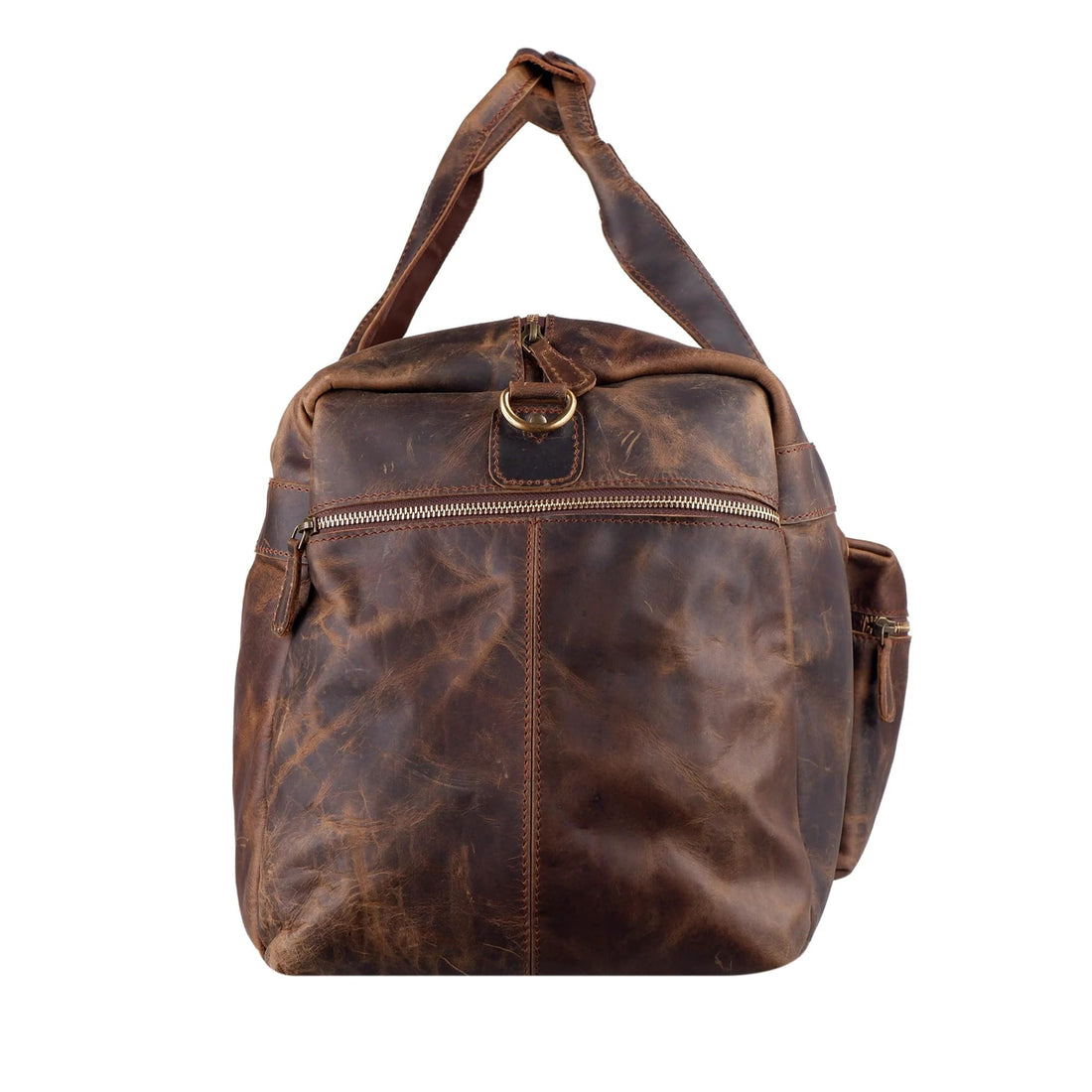 Tuzech Classic Vintage Leather men's Travel Duffle luggage bag,Professional Bag Gym Sports Soft Shell Overnight Weekend Brown Color (24 Inches Duffle)