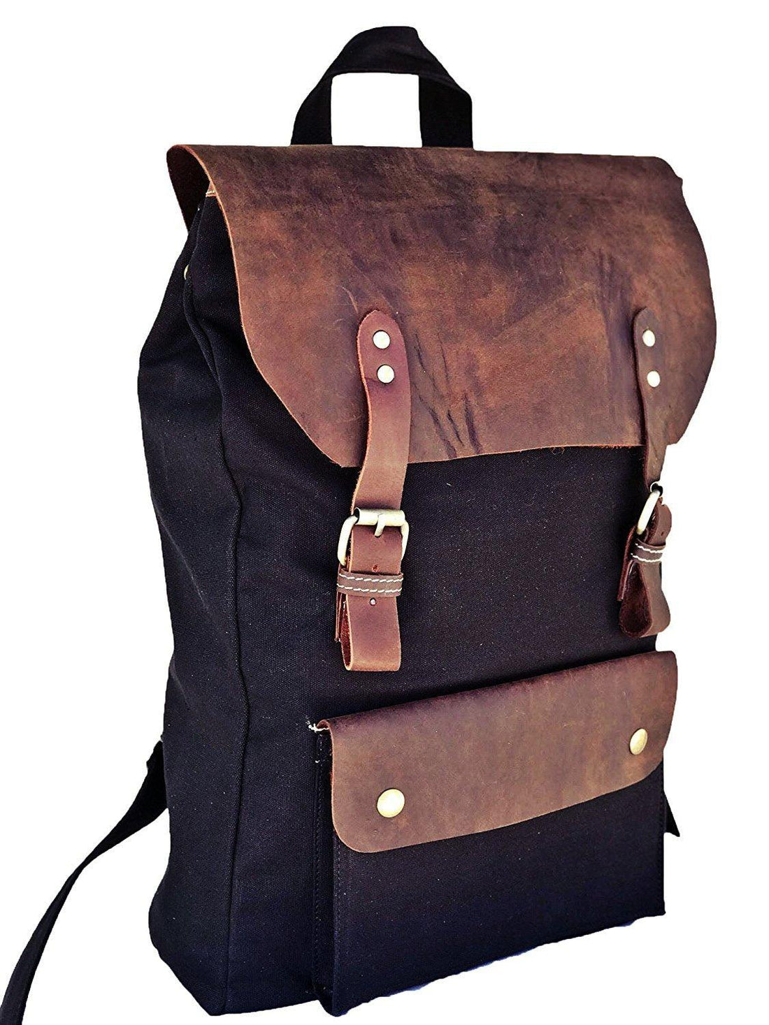 TUZECH Leather Laptop Backpack Casual Canvas Campus School Rucksack with Laptop Compartment (15 Inch, Gray)-Tuzech store