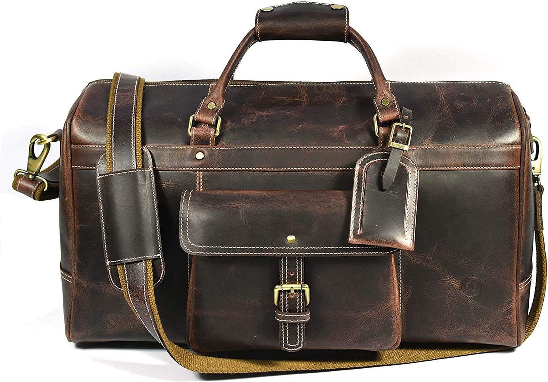Tuzech Large Duffel Luggage leather Travel Bag Duffel bag Gym Bag Airplane cabin Approved Carry On Overnight Leather Weekender Mens Duffle Bag For Men and Women 20 Inch-Tuzech store