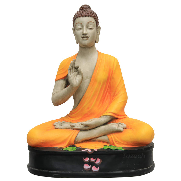 Tuzech Meditating Buddha Statue Luck Prosperity Statues Home Decor Housewarming Gift Figurine Sitting Sculpture Decoration, Art Decoration with Natural Wood Beaded Necklace, Antique Look-Tuzech store