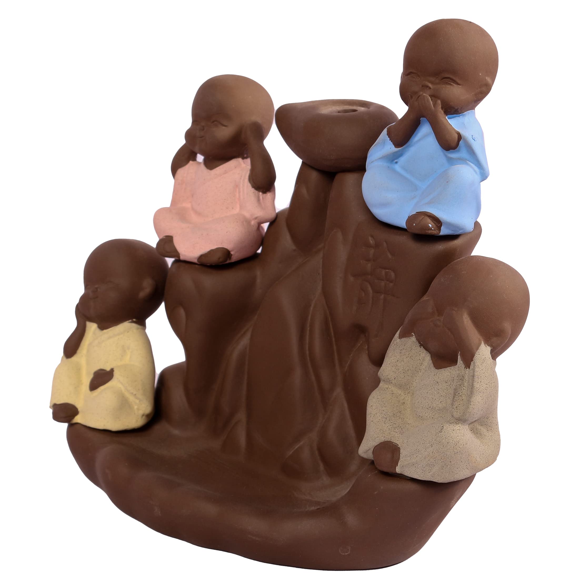 Tuzech Handicrafts Ceramic Gandhiji Styled Stress Reliever Backflow Reverse Incense Holder Peace Giving Smoke Fountain for Home and Office Décor Idol Gift-Tuzech store