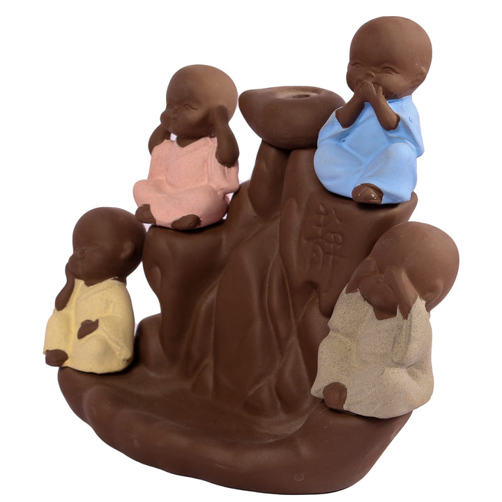 Tuzech Handicrafts Ceramic Gandhiji Styled Stress Reliever Backflow Reverse Incense Holder Peace Giving Smoke Fountain for Home and Office Décor Idol Gift-Tuzech store