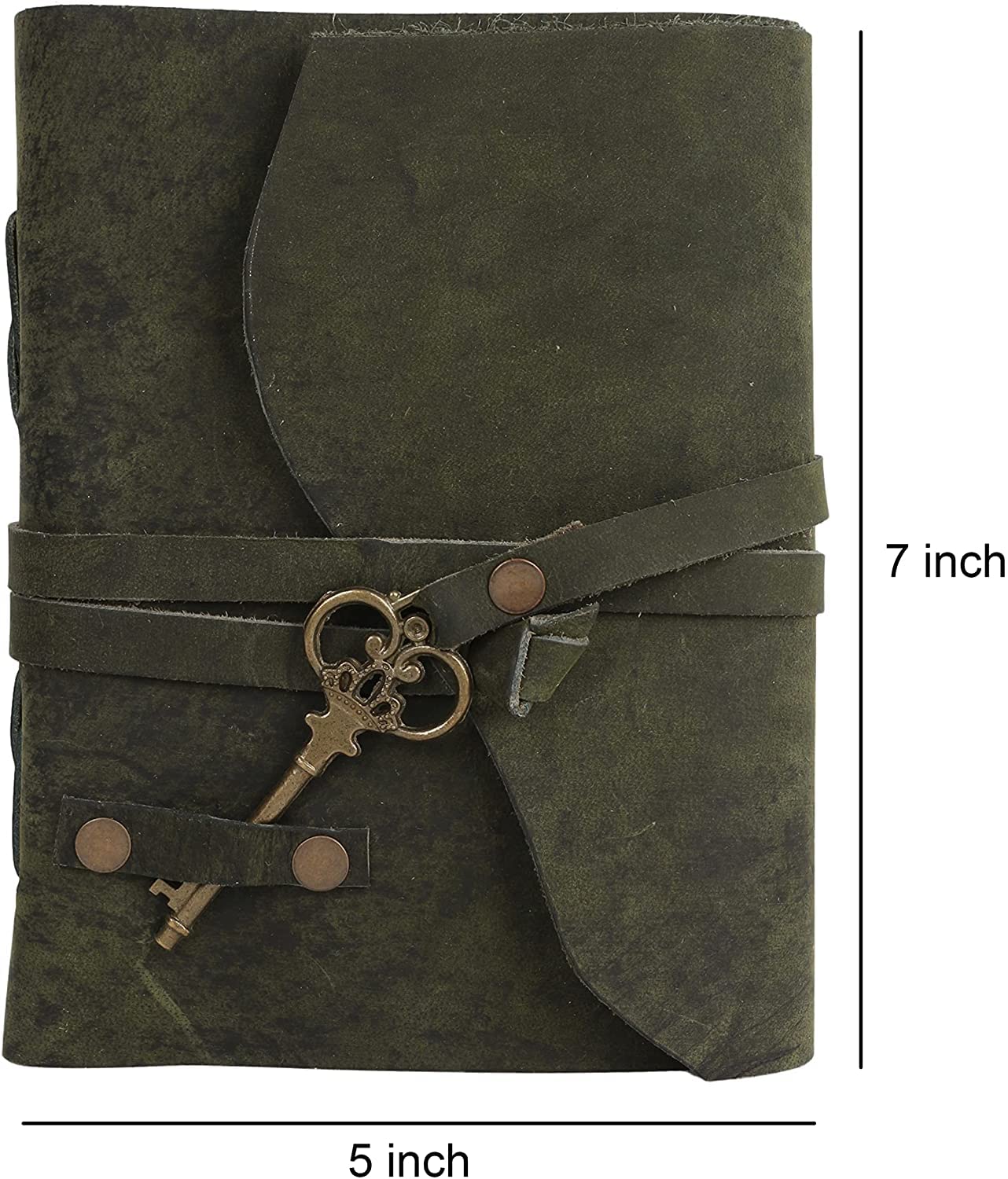 Tuzech Leather Journal Large Writing Notebook - Handmade Leather Bound Journal For Women and Men with Antique Deckle Edge Paper Gift For Art Sketchbook, Travel Diary And Notebooks To Write In 7 by 5 Inches(Green)-Tuzech store