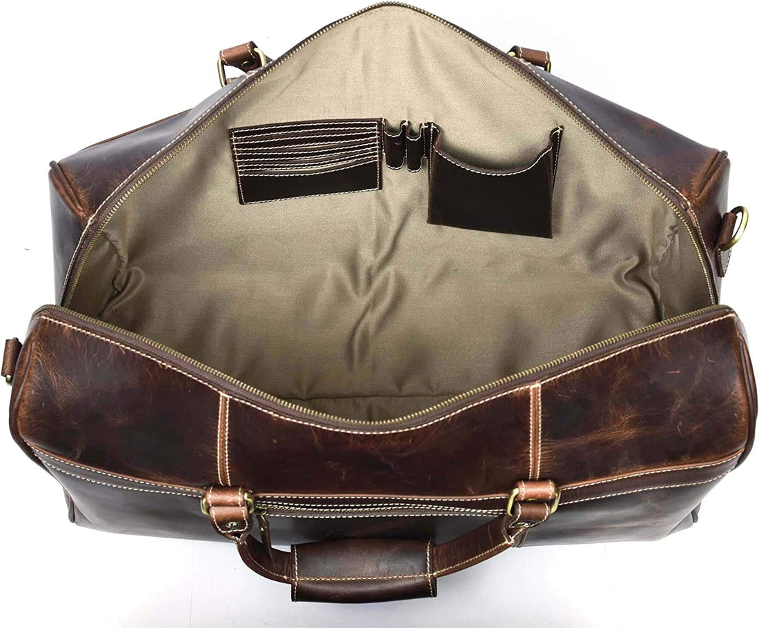 Tuzech Large Duffel Luggage leather Travel Bag Duffel bag Gym Bag Airplane cabin Approved Carry On Overnight Leather Weekender Mens Duffle Bag For Men and Women 20 Inch-Tuzech store
