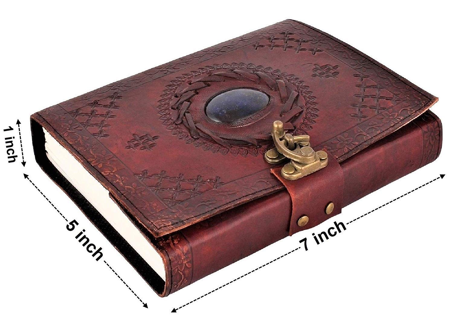 ININDIA Handmade Pure Leather Diary Leather Journal for Men and Women -Office Home Daily Use, Poem Writing with Lock Diary 7 Inches and Luck Stone-Tuzech store