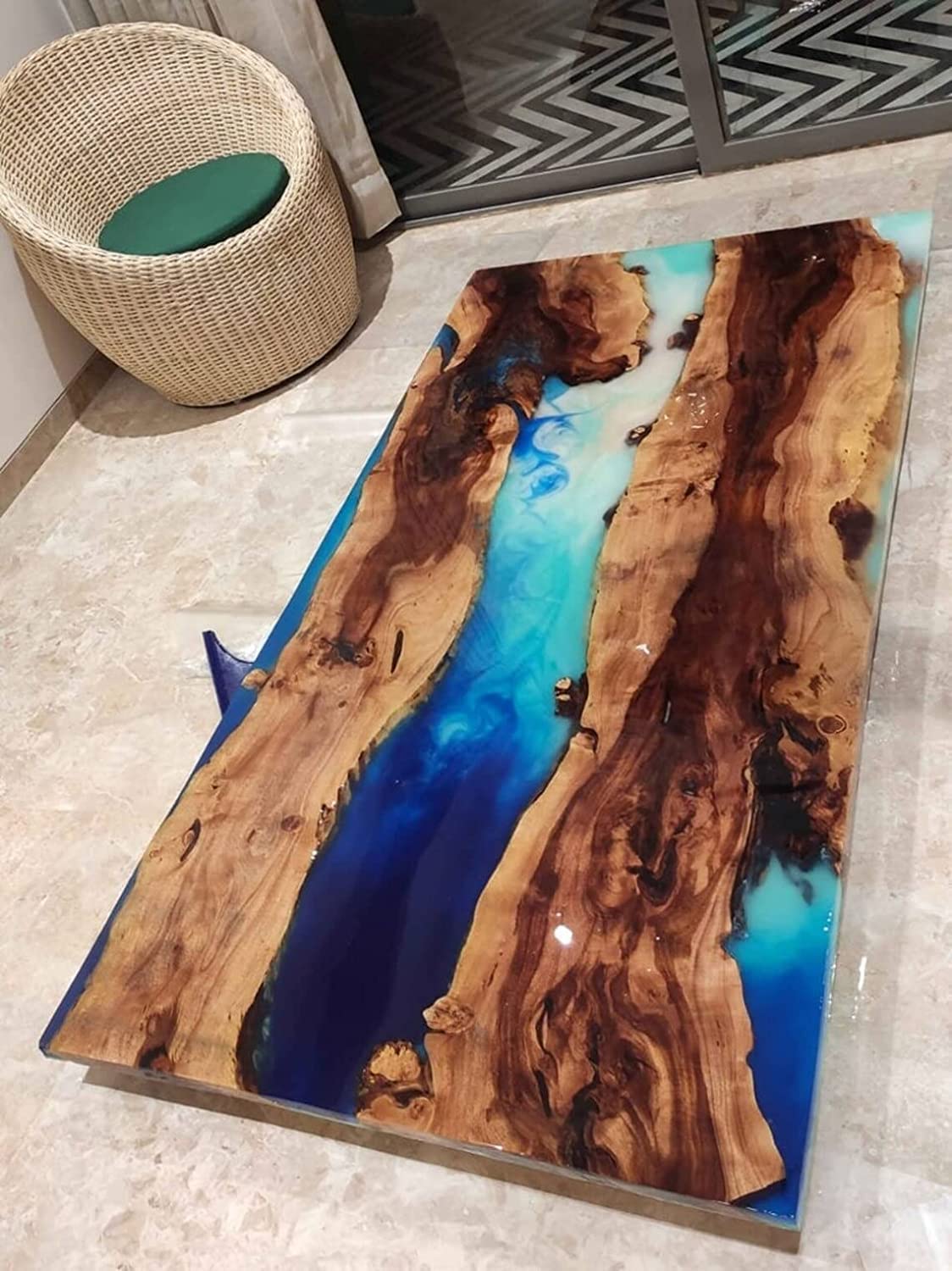 Personalized Large EPOXY Table, Resin Dining Table for 2, 4, 6, 8 River, Wood Epoxy Coffee Table Top, Living Room Table-Tuzech store