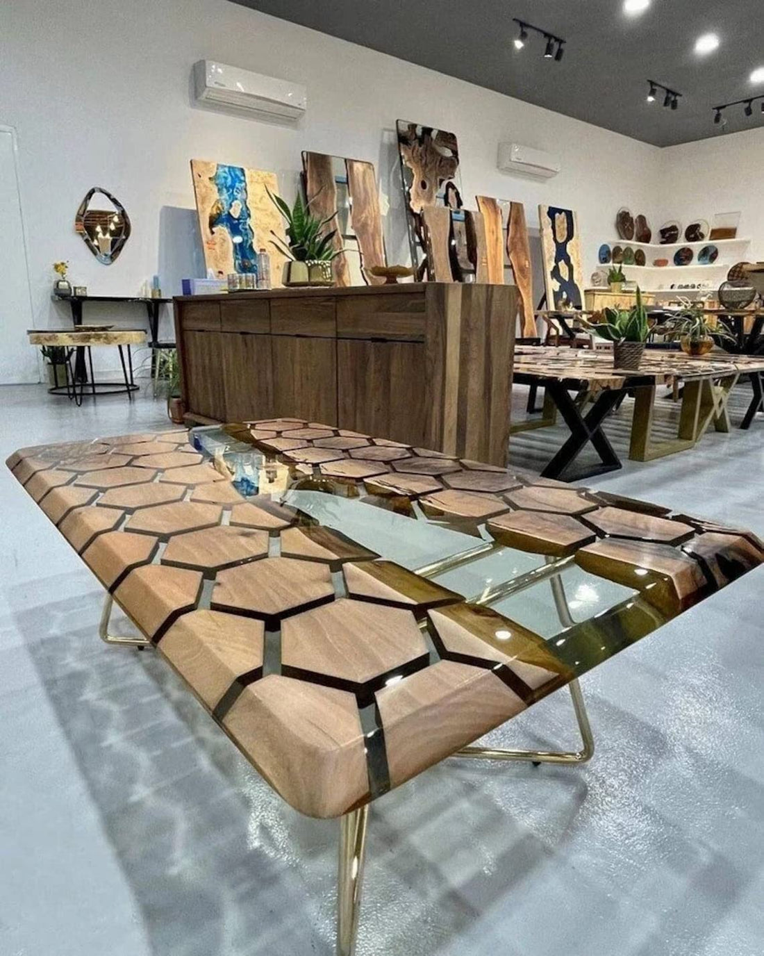 Customized Large Epoxy Table, Resin Dining Table Hezagon Wood Table for 2, 4, 6, 8 River epoxy Dining Table, Epoxy Coffee Table, Living Room Table, Home décor
