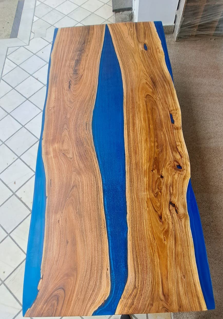 Customized Large Epoxy Table, Resin River Dining Table for 2, 4, 6, 8 Blue River Table, Epoxy Coffee Table, Living Room Table, Home décor