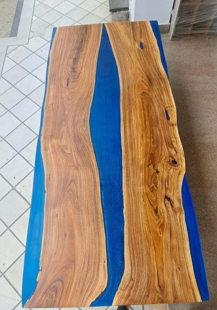Customized Large Epoxy Table, Resin River Dining Table for 2, 4, 6, 8 Blue River Table, Epoxy Coffee Table, Living Room Table, Home décor