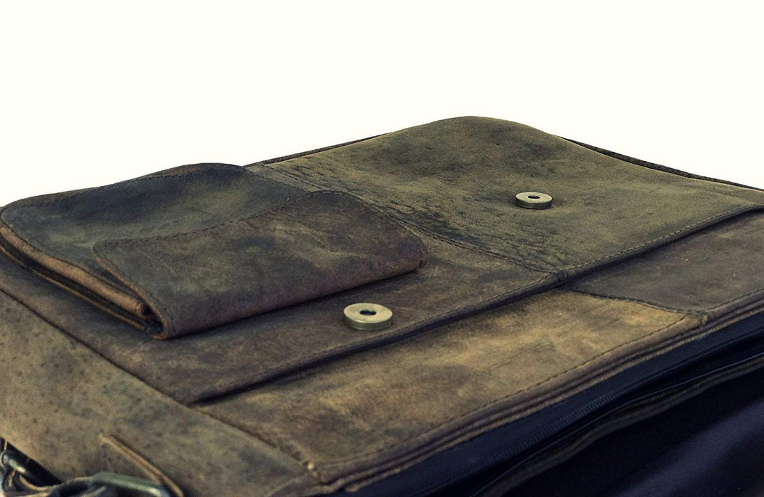 TUZECH Buffalo Leather Distressed Brown Messenger Bag Shoulder Bag laptop bag (15 inches)-Tuzech store