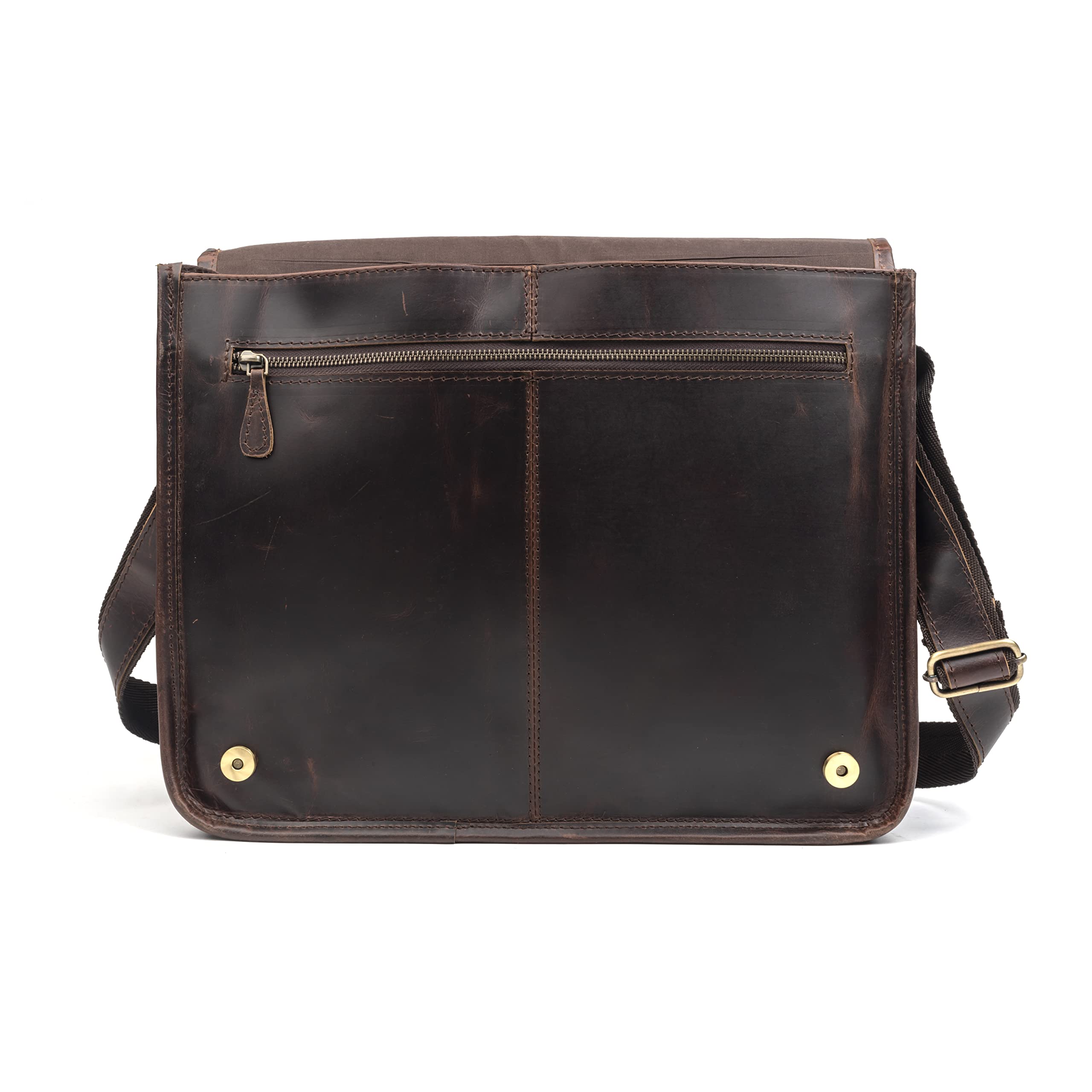 TUZECH Genuine Leather Bag Handmade Vintage Rustic Cross Body Messenger Laptop Bag Courier Satchel Bag Gift Men Women Bag (Dark Brown)