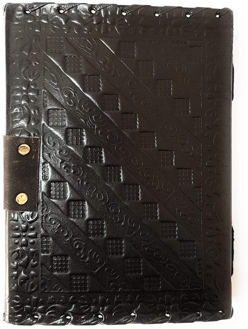 ININDIA Handmade Pure Leather Diary Leather Journal for Men and Women -Office Home Daily Use, Poem Writing with Lock Diary 7 Inches and Luck Stone (Black)-Tuzech store
