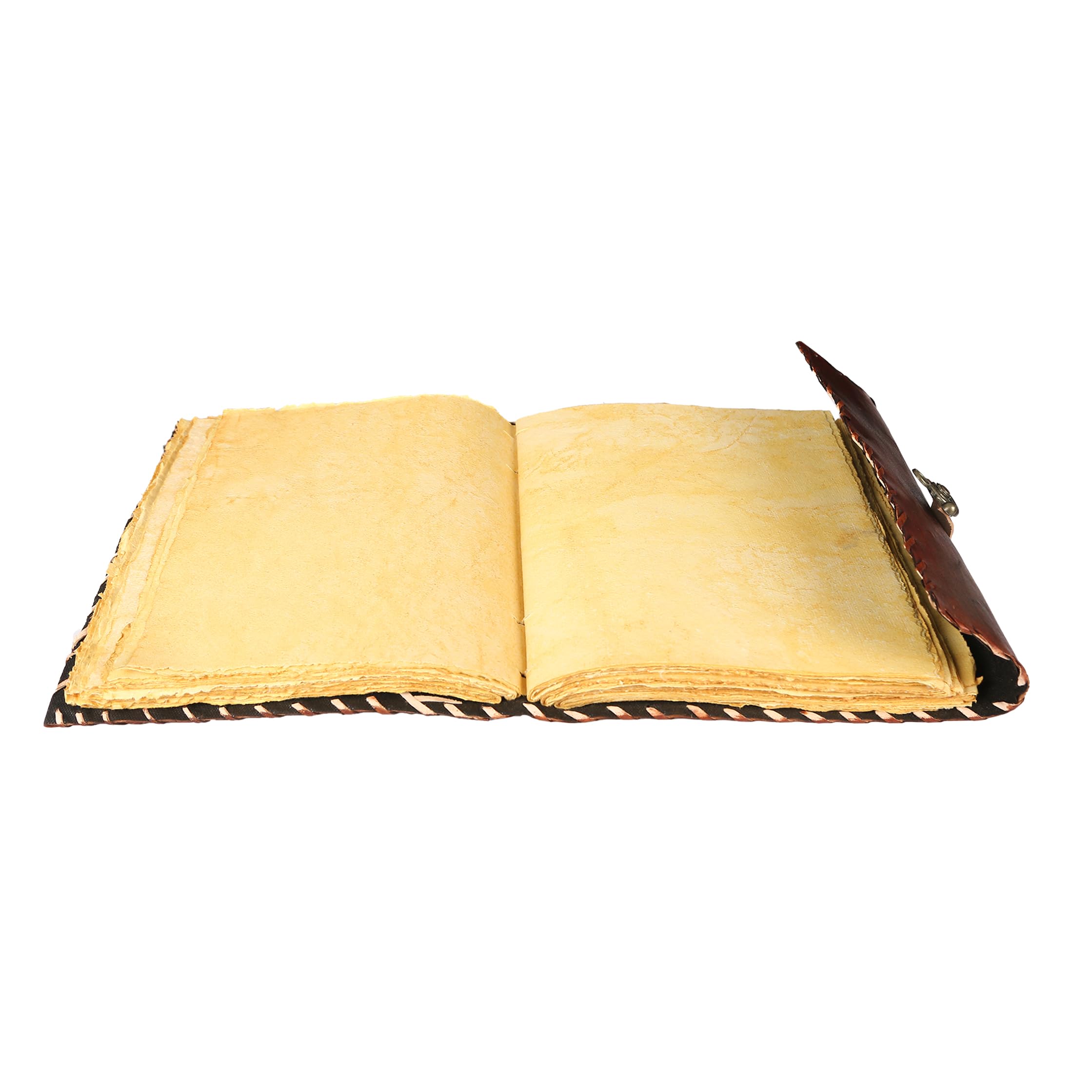 TUZECH Cutomizable Hocus Pocus Book of Spells Leather Journal Third Eye Deckle Edge Paper Grimoire Journal Vintage Book of Shadows Seven Chakra Antique Spell Book Lock Clasp Notebook Witch