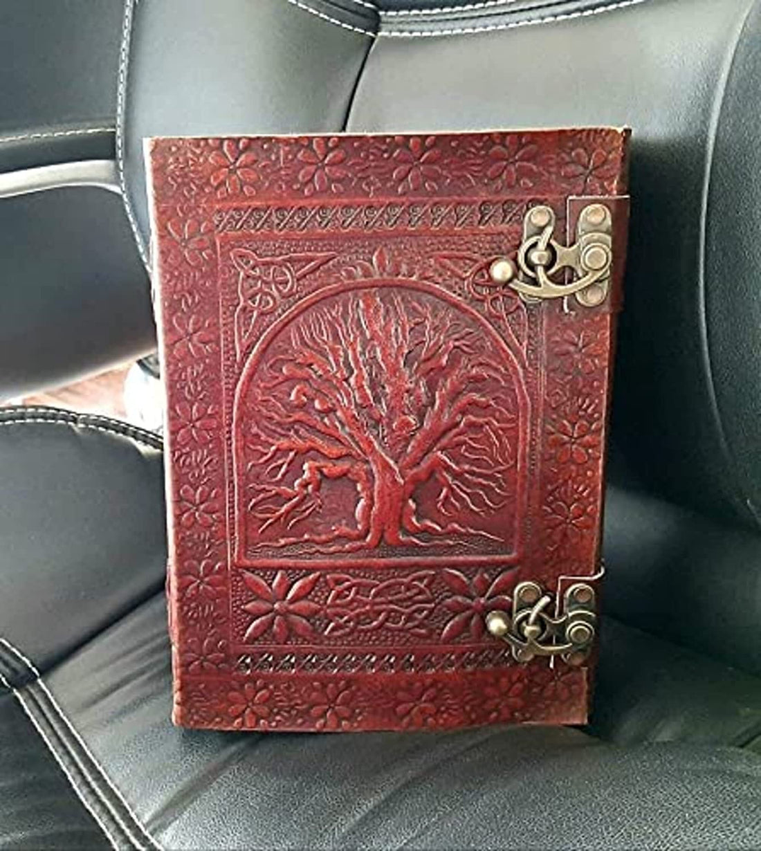 TUZECH 600 Pages Handmade Large Leather Journal Diary Embossed Tree of Life Book Of Shadows Hocus Pocus Notebook Writing Seven Chakra Grimoire Sketchbook 7 x 10 Leather Bound
