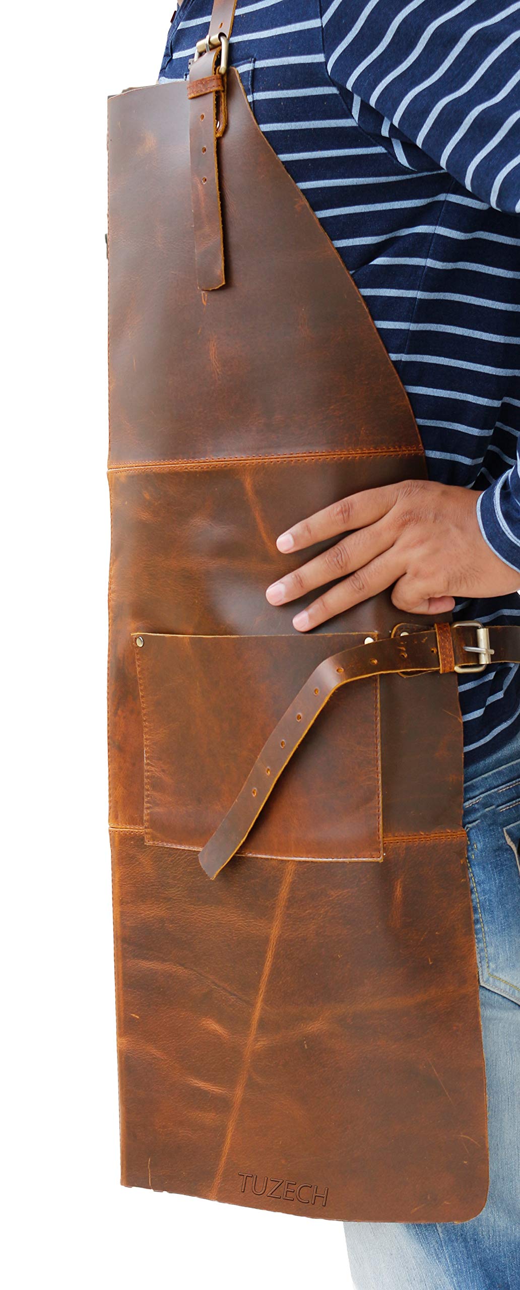Durable Leather Apron Utility/Tool Pockets/Adjustable/Chef/Butcher/Metalworker/Carpenter/Blacksmith/Heavy Duty, Handmade Adjustable Tool Apron Gift for Woodworker-Tuzech store