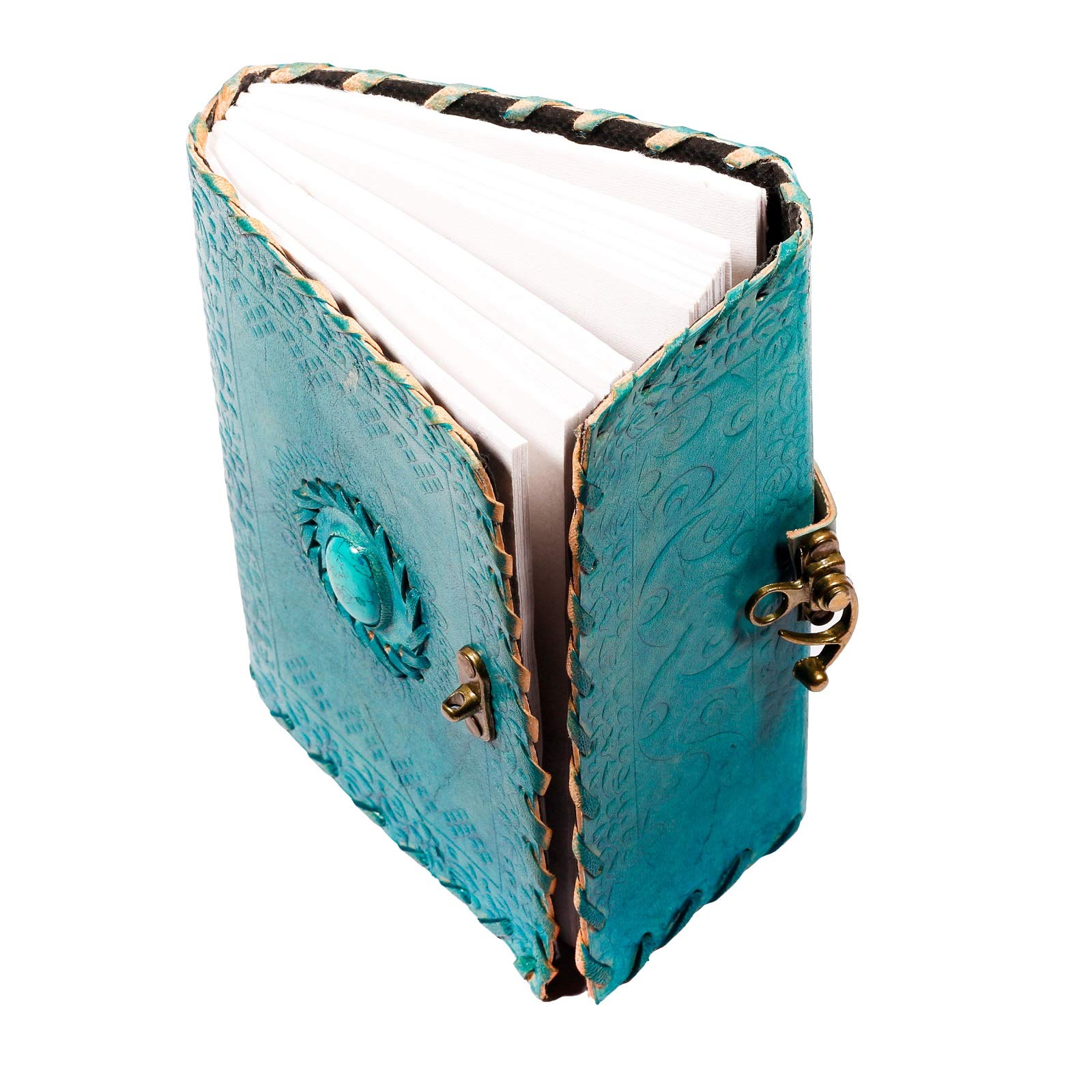 Real Handmade Pure Leather Diary for Office Home Daily Use with C Lock 7 Inches (Ocean Blue)-Tuzech store