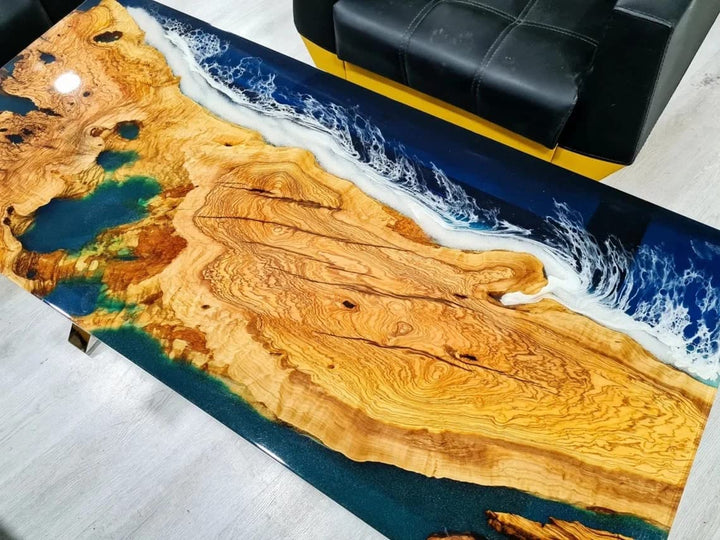 Personalized Large EPOXY Table, Resin Dining Table for 2, 4, 6, 8 River Dining Table, Wood Epoxy Coffee Table Top, Living Room Table-Tuzech store