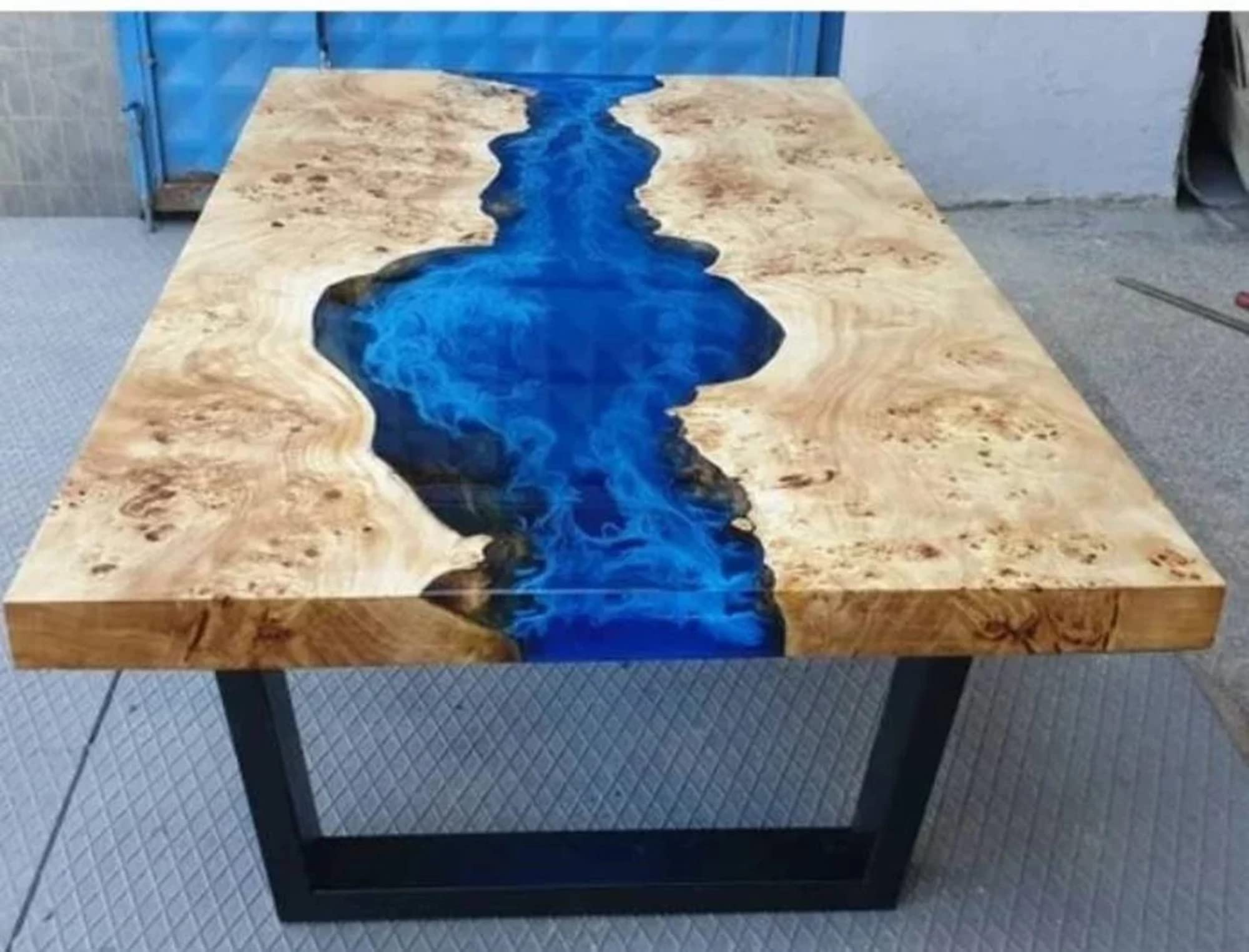 Customized Large EPOXY Table, Resin Dining Table for 2, 4, 6, 8 River Dining Table Top, Smoky River, Wood Epoxy Coffee Table Top, Living Room Table-Tuzech store