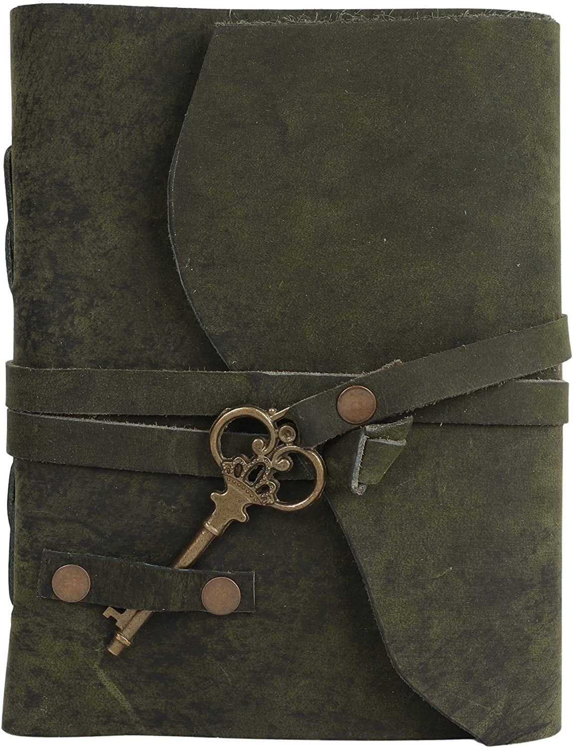 Tuzech Leather Journal Large Writing Notebook - Handmade Leather Bound Journal For Women and Men with Antique Deckle Edge Paper Gift For Art Sketchbook, Travel Diary And Notebooks To Write In 7 by 5 Inches(Green)-Tuzech store