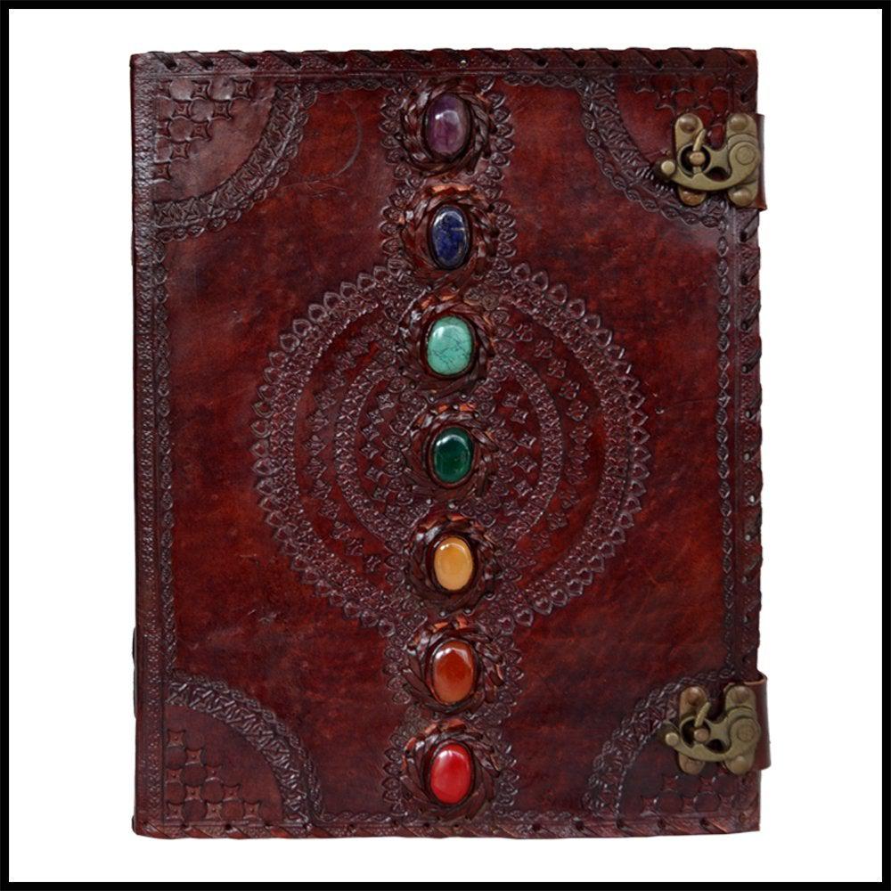Seven Chakra Leather Journal & Handmade Paper Diary Notebook Journal for Personal Use or Gift, Office Supplies Size 10 x 13 inches (Brown)) Antique Handmade, Daily Notepad for Men & Women-Tuzech store