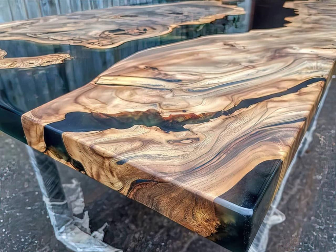 Personalized Large EPOXY Table, Resin Dining Table for 2,4,6,8 River Wood Epoxy Coffee Table Top Living Room Table, (Ultra Gloss)-Tuzech store