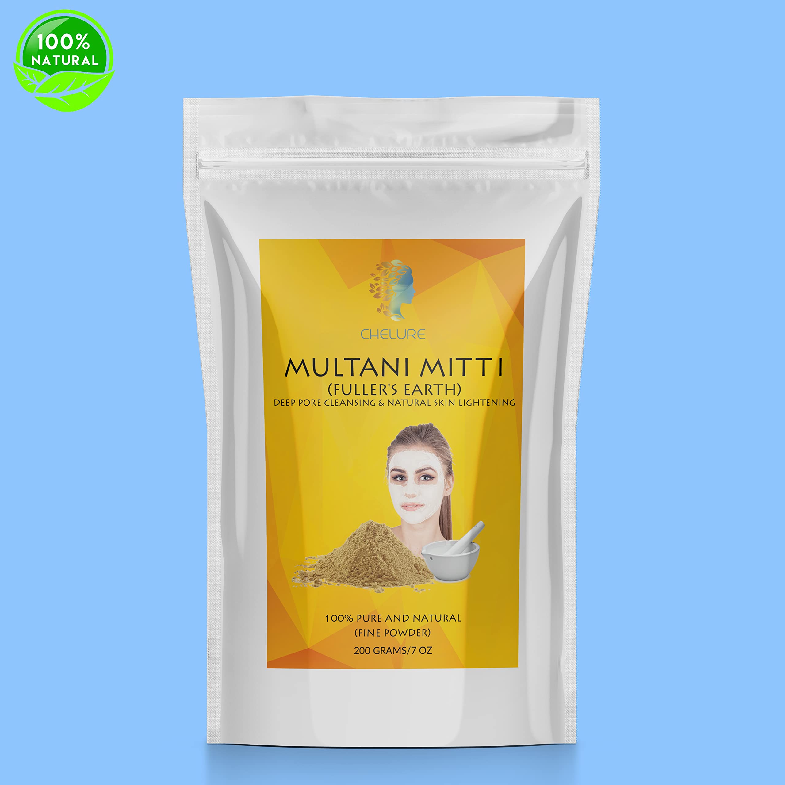 Tuzech Fullers Earth Powder | Multani Mud Mitti | Indian Healing Clay | Bentonite Clay | 100% Pure No Added Fragrance | Natural Face Pack (7 Ounce)-Tuzech store
