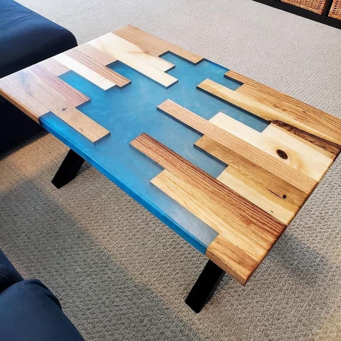 TUZECH Uniquely Customized Large Epoxy Table Resin River Dining Table for 2, 4, 6, 8 River epoxy Dining Table Epoxy Coffee Table Living Room Table Home décor