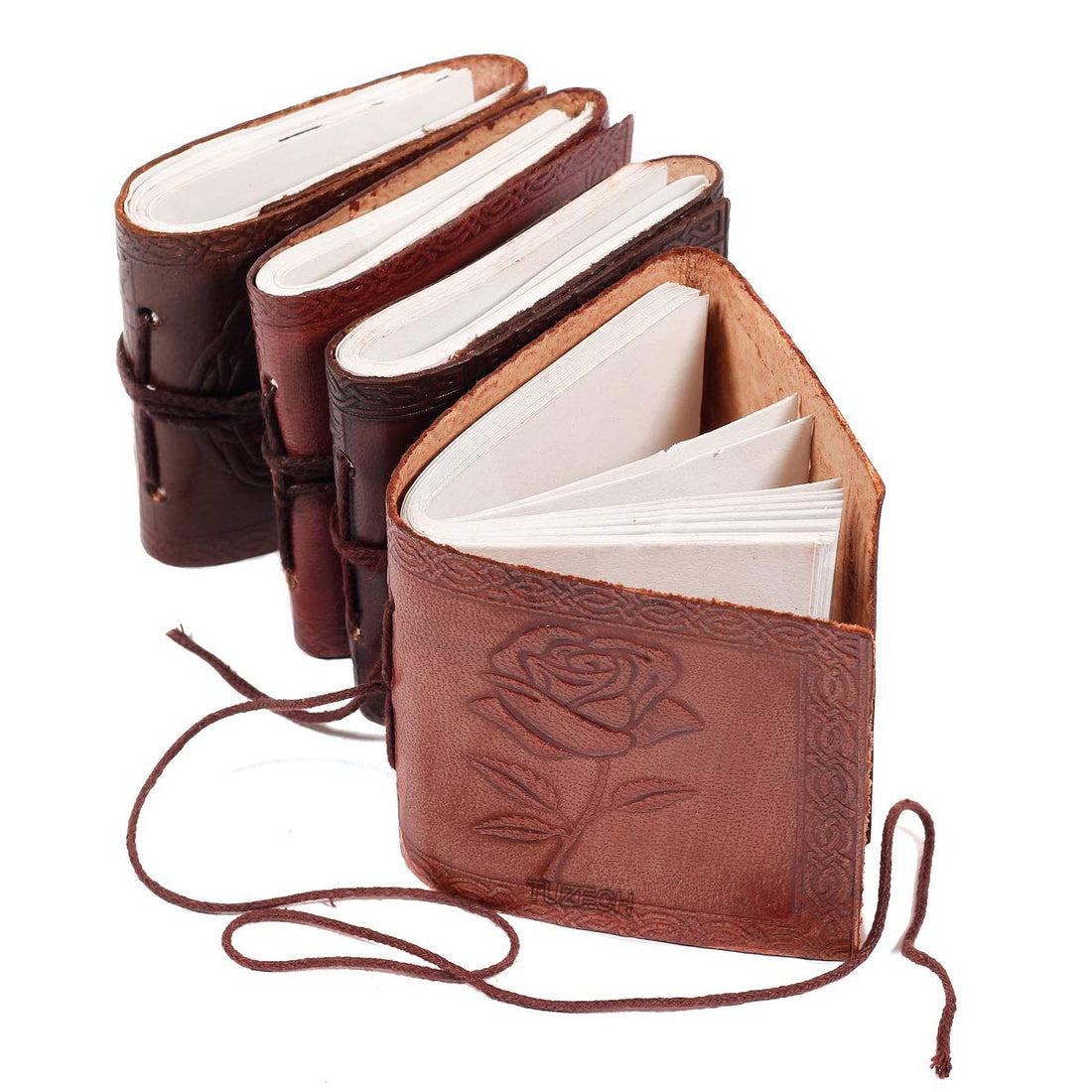 Tuzech Handmade Leather Set of 4 Mini Scrapbook Notebook Diary Blank Unlined Diary For Office||Artist|| Architect||Restaurants Vintage Journal for Men and Women-Tuzech store