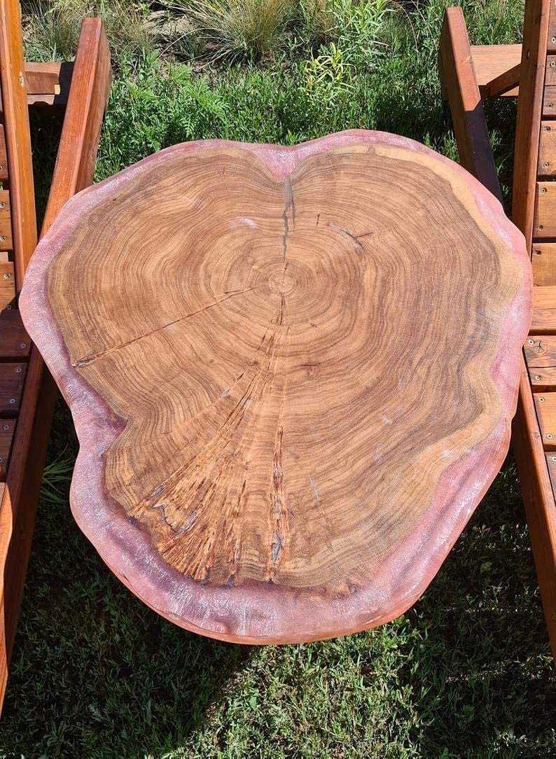 Tuzech Epoxy Table Fully Customised Thick Resin River Table Indoor Outdoor Coffee Table Top Wooden Dining Table (32X29 Inches)-Tuzech store