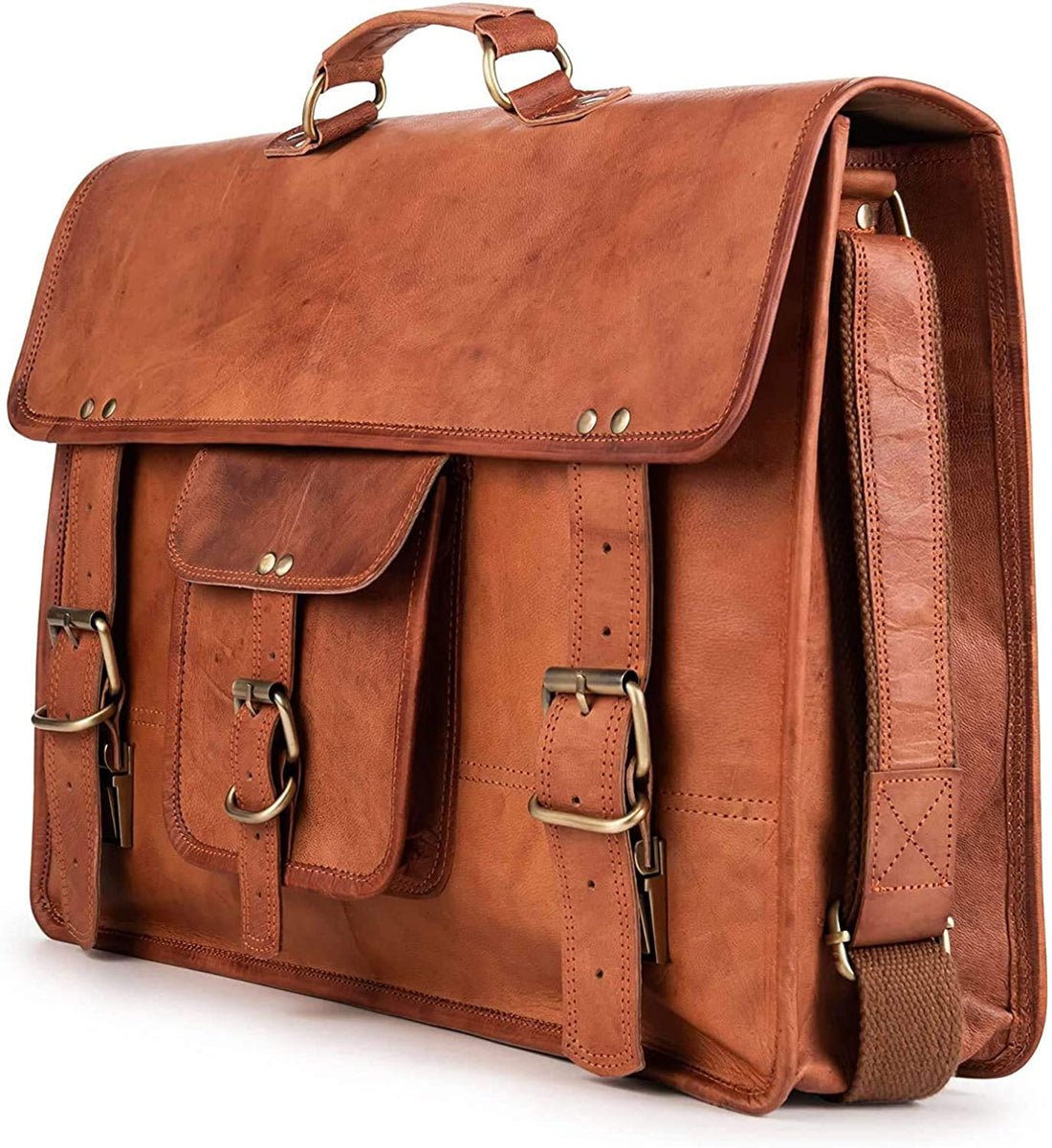 Vintage Handmade Leather Laptop Stylish Messenger Bag Shoulder Bag Briefcase Men Women Vintage Brown Color