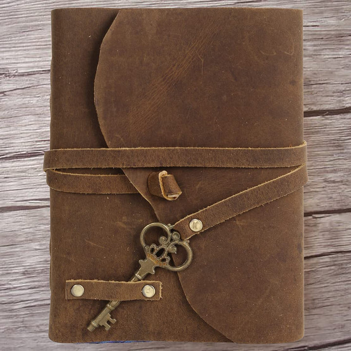 Handmade Leather Journal - Vintage Antique Deckle Edge Paper - Sketchbook - Book of Shadows - Great Gift for Men Women - Leather Notebook 7 X 5 Inches-Tuzech store