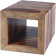 TUZECH Cube Shape Rosewood Side Table with Cutout Bottom, Brown