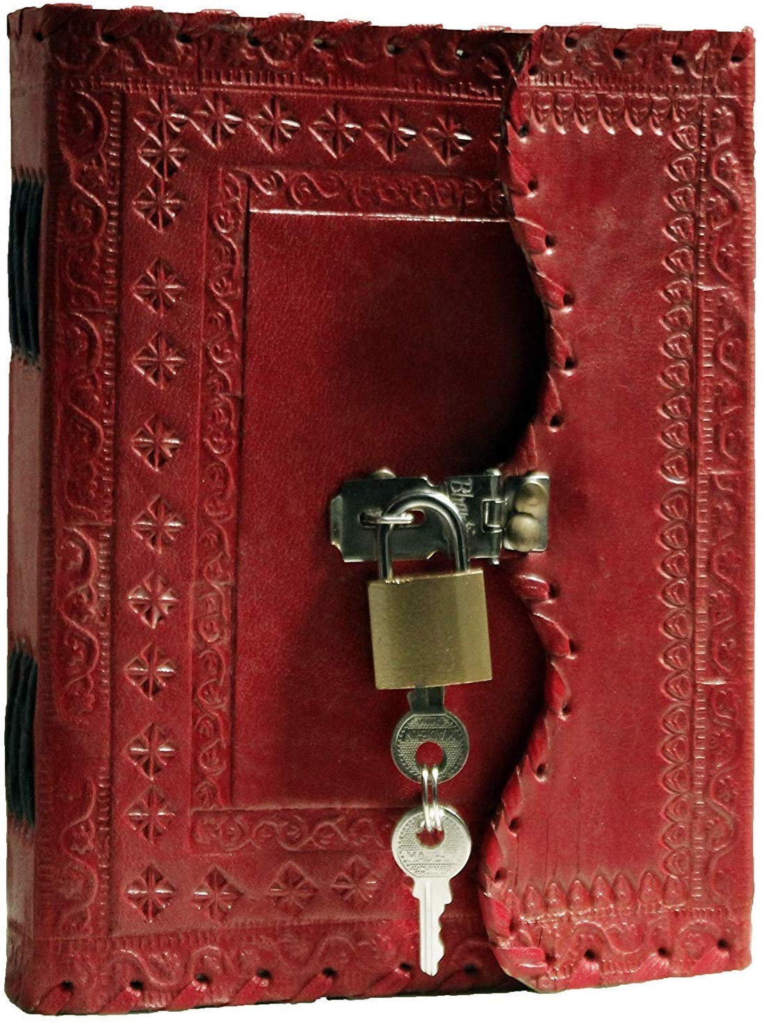 TUZECH Leather Journal Leather Diary to Write Poems, Leather Notebook Personal Memoir with C-Lock (Red, 7 Inches)-Tuzech store