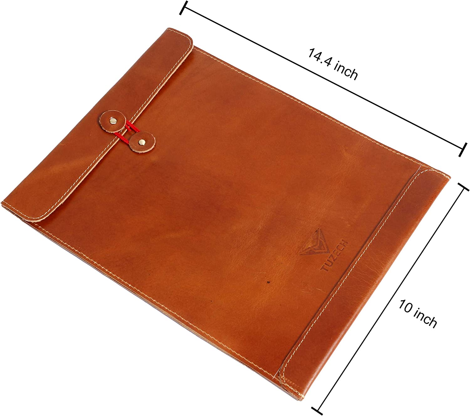Leather Document Holder Mailing Envelope,Office & Work Resume Sales Portfolio Binder Folder-Interview/Legal Document Organizer Handmade Bourbon Brown (12.5 inches)-Tuzech store