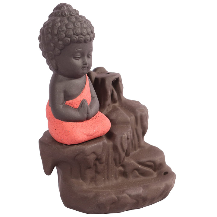 Tuzech Handicraft Ceramic Buddha Smoke Fountain Backflow Incense Holder Home Decor Buddha Statue Gifts Showpieces Multicolor (Cone Not Included)-Tuzech store