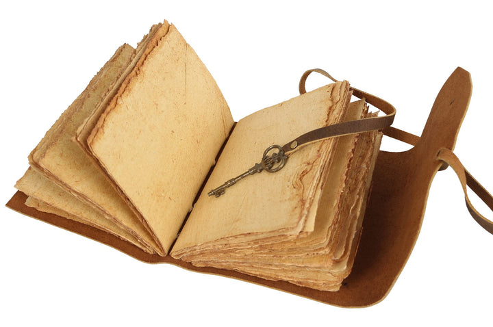 Handmade Leather Journal - Vintage Antique Deckle Edge Paper - Sketchbook - Book of Shadows - Great Gift for Men Women - Leather Notebook 7 X 5 Inches-Tuzech store