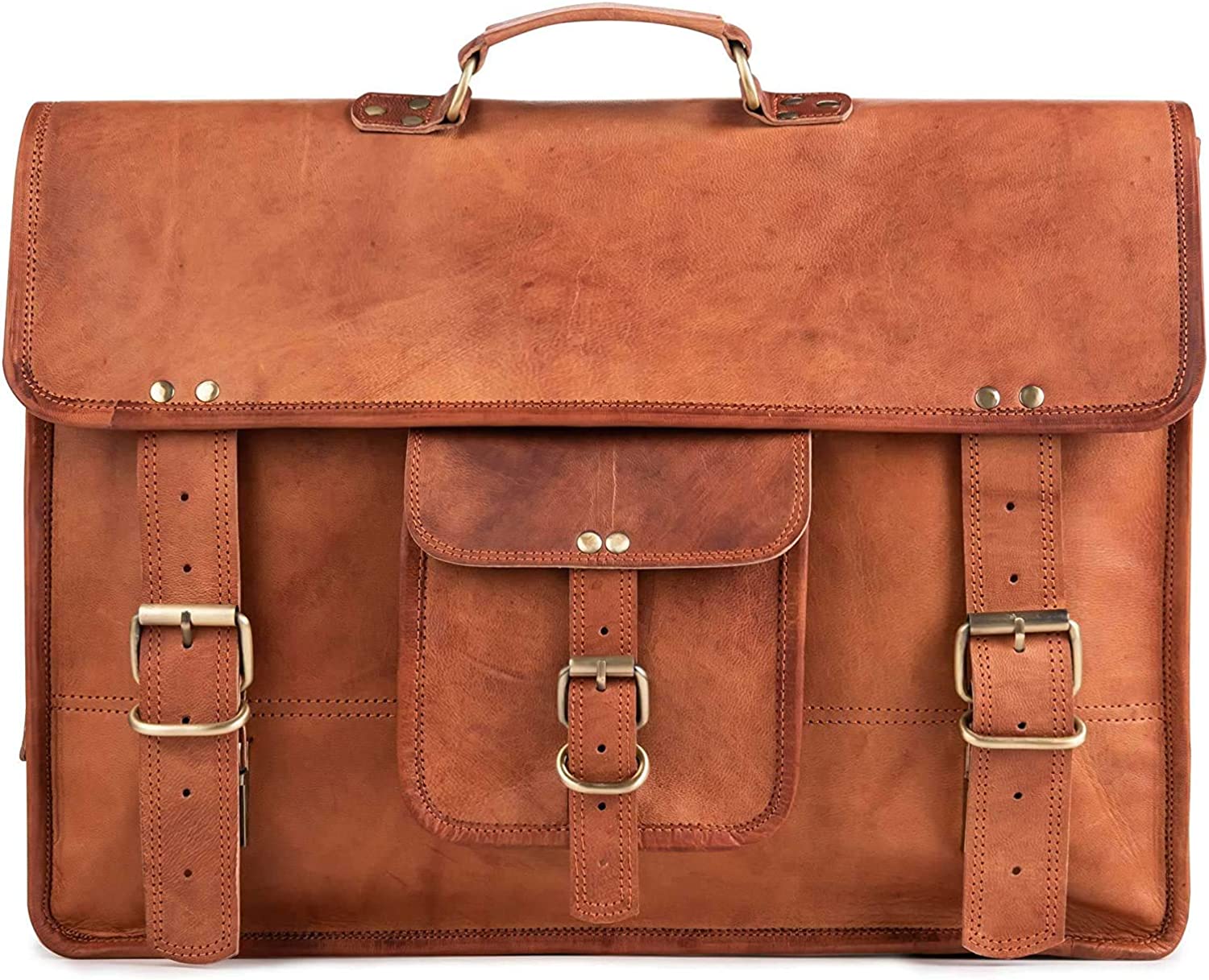 Vintage Handmade Leather Laptop Stylish Messenger Bag Shoulder Bag Briefcase Men Women Vintage Brown Color