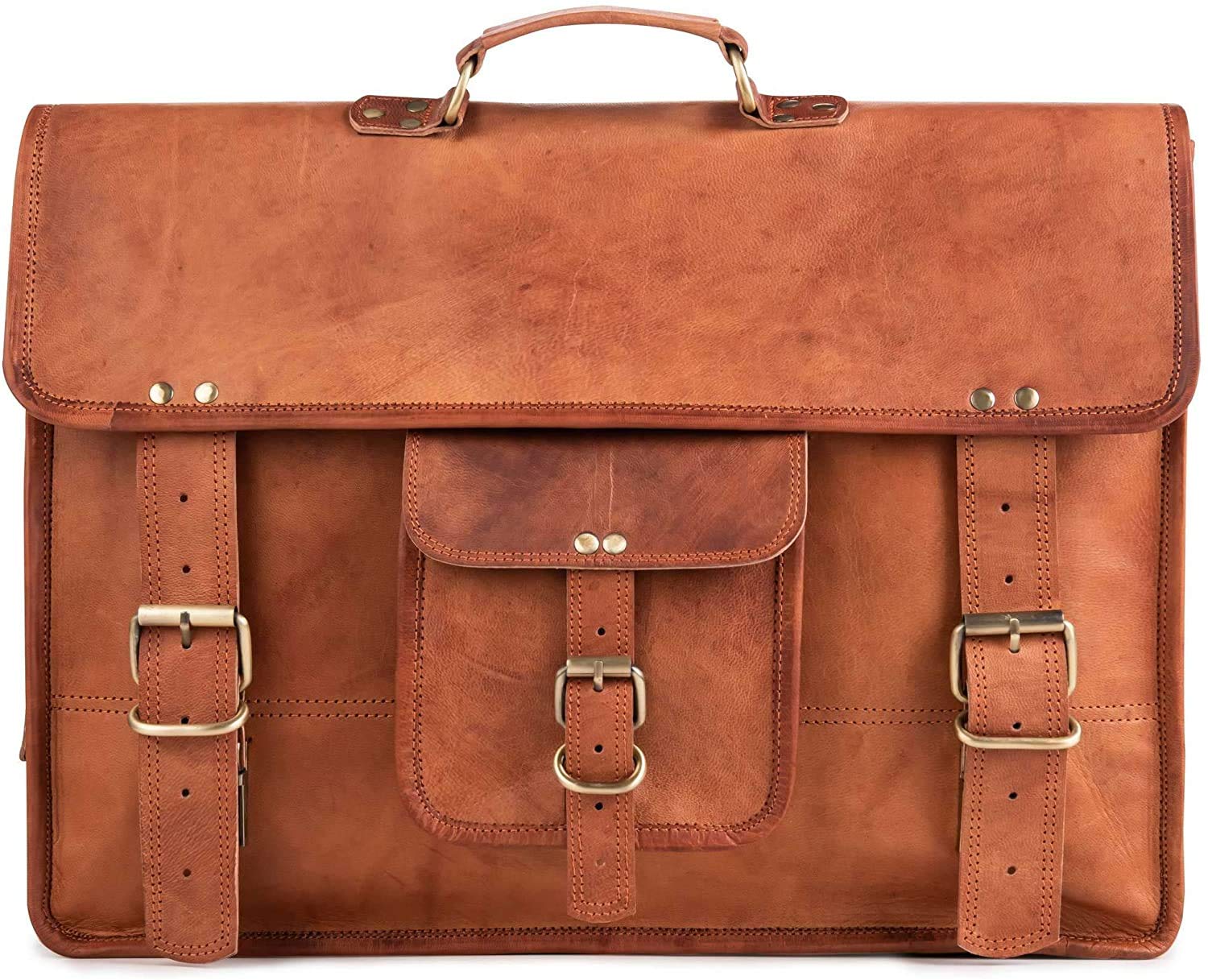 Vintage Handmade Leather Laptop Stylish Messenger Bag Shoulder Bag Briefcase Men Women Vintage Brown Color
