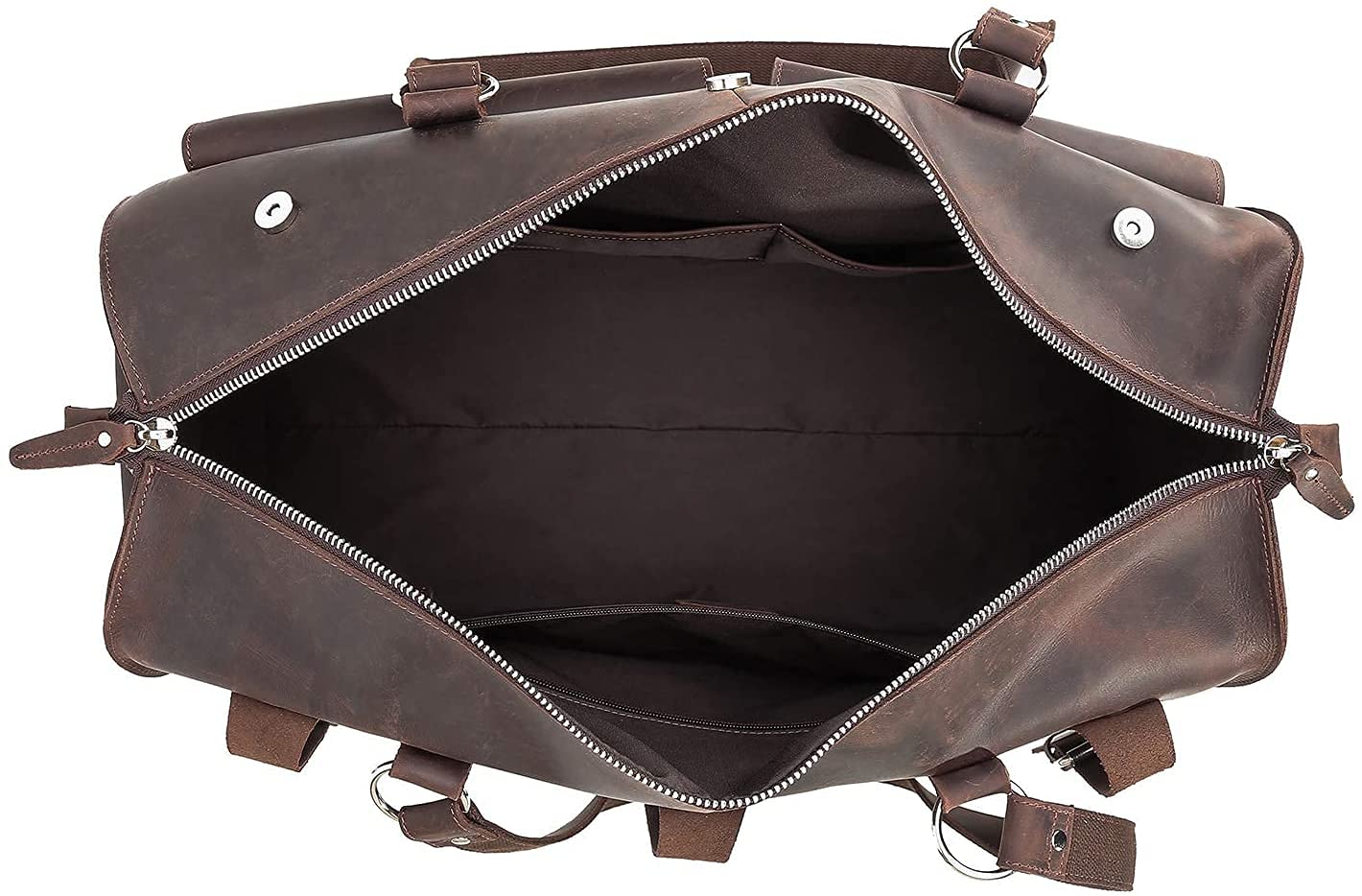 TUZECH Handmade Traditional Natural Full Grain Leather Weekender Carry On Duffle Duffel Bag For Men Travel Luggage Bags in Square With YKK zippers Dark Brown Color (22 Inches)-Tuzech store