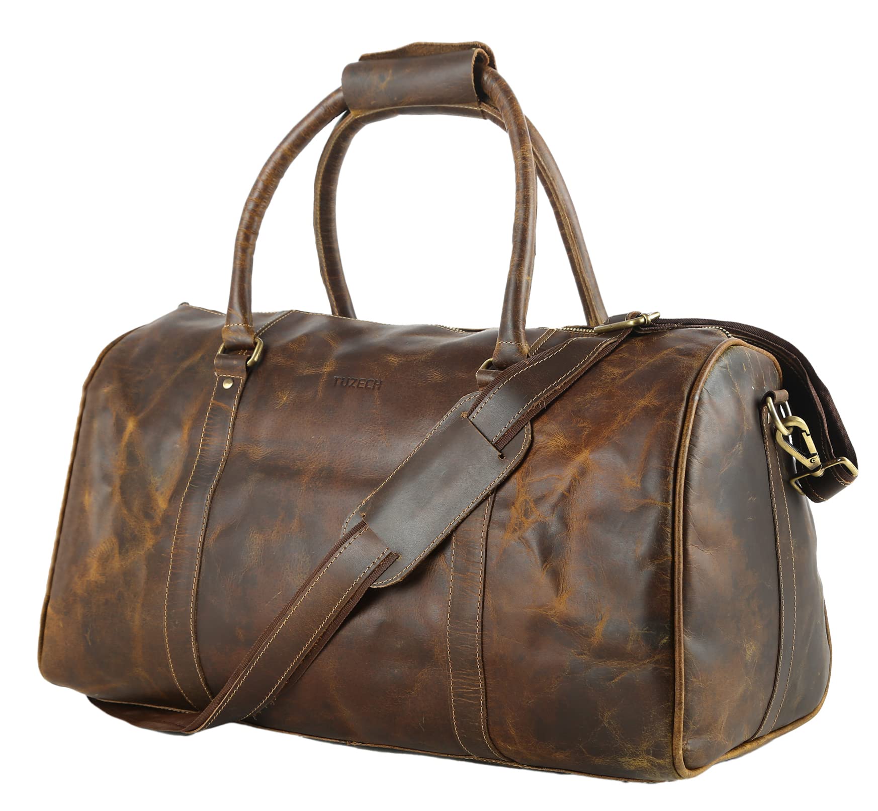 Tuzech Large Duffel Luggage leather Travel Bag Duffel bag Gym Bag Airplane cabin Approved Carry On Overnight Leather Weekender Mens Duffle Bag For Men and Women 20 inch