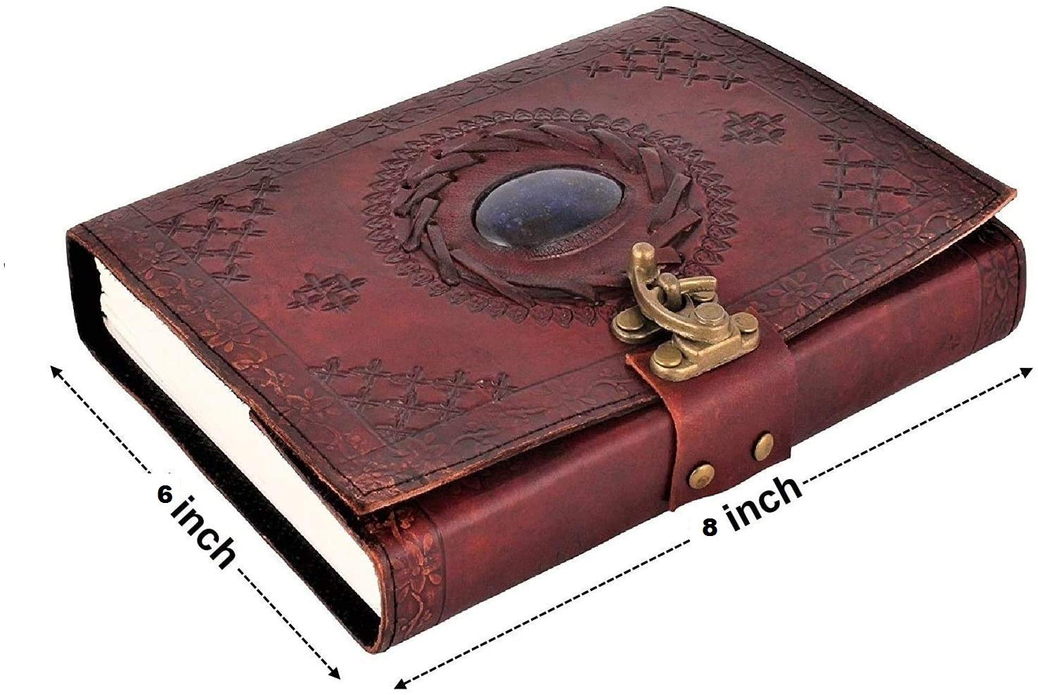 TUZECH Handmade 100% Pure Leather Diary for Office Home Daily Use with C Lock (8x6 Inches)-Tuzech store