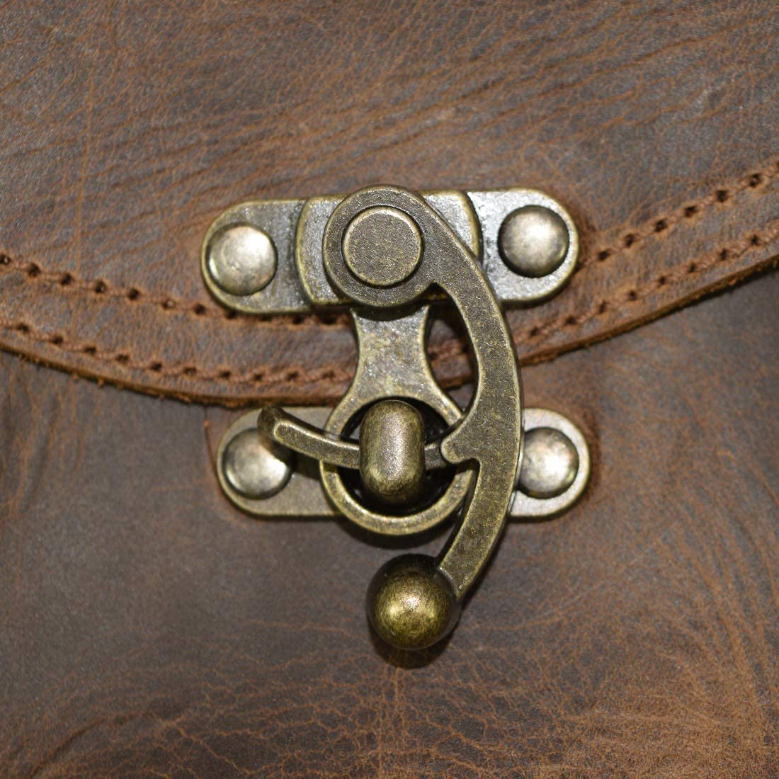 Tuzech Petit Vintage Leather Clutch Bag Handmade Brown color (7.75x6.25 Inches)-Tuzech store
