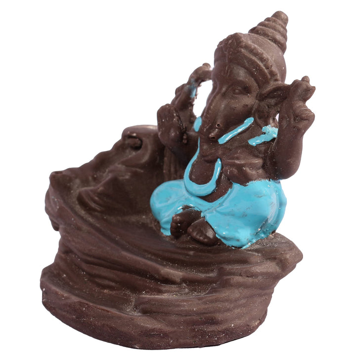 Tuzech Handicraft Ceramic Buddha & Ganesha Smoke Fountain Backflow Incense Holder Home Decor Buddha & Ganesha Statue Gifts Showpieces Multicolor (Set of 2)-Tuzech store