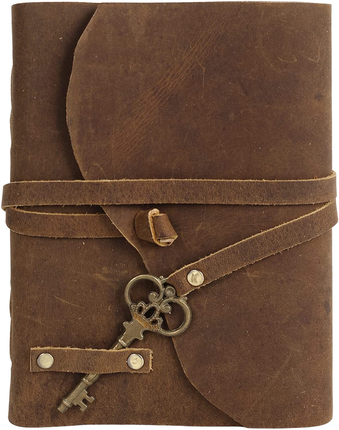Tuzech Leather Journal Large Writing Notebook - Handmade Leather Bound Journal For Women and Men with Antique Deckle Edge Paper Gift For Art Sketchbook, Travel Diary And Notebooks To Write In 7 by 5 Inches (Brown)-Tuzech store