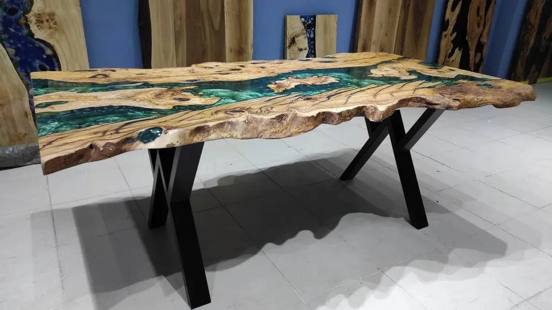 Personalized LARGE EPOXY TABLE, Resin Dining Table For 2 , 4 , 6, 8 River Dining Table Top, Wood Epoxy Coffee Table Top, Living Room Table-Tuzech store