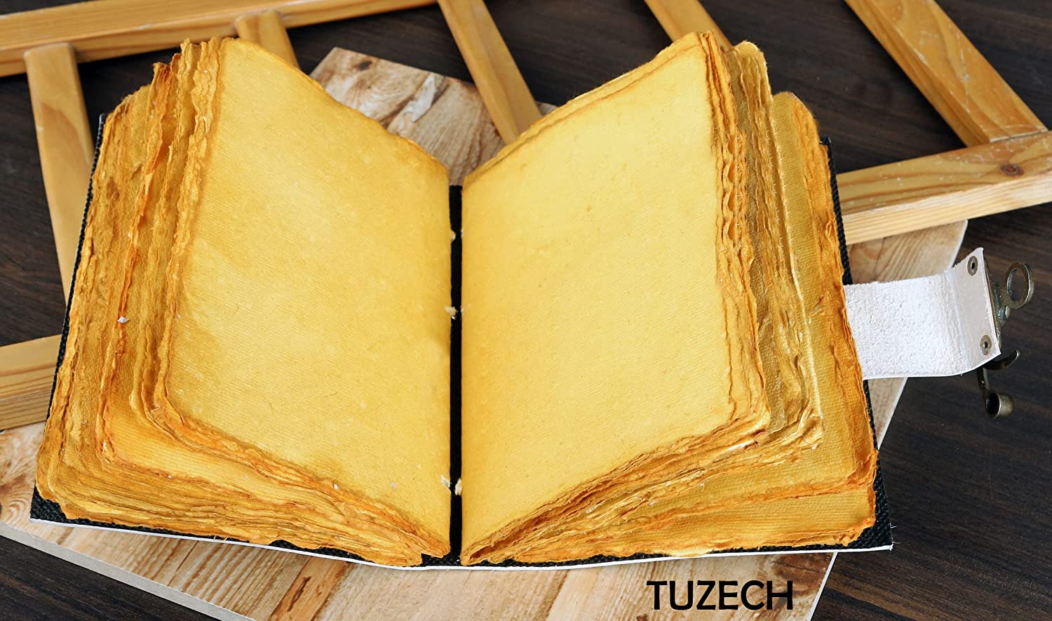 Tuzech Blank Spell Book Of Shadows Journal With Lock Clasp Prop Vintage Handmade Leather Diary For Women Men Gift Embossed Prayer Pagan Antique Witchcraft Wiccan Notebook Daily 7 Inches-Tuzech store