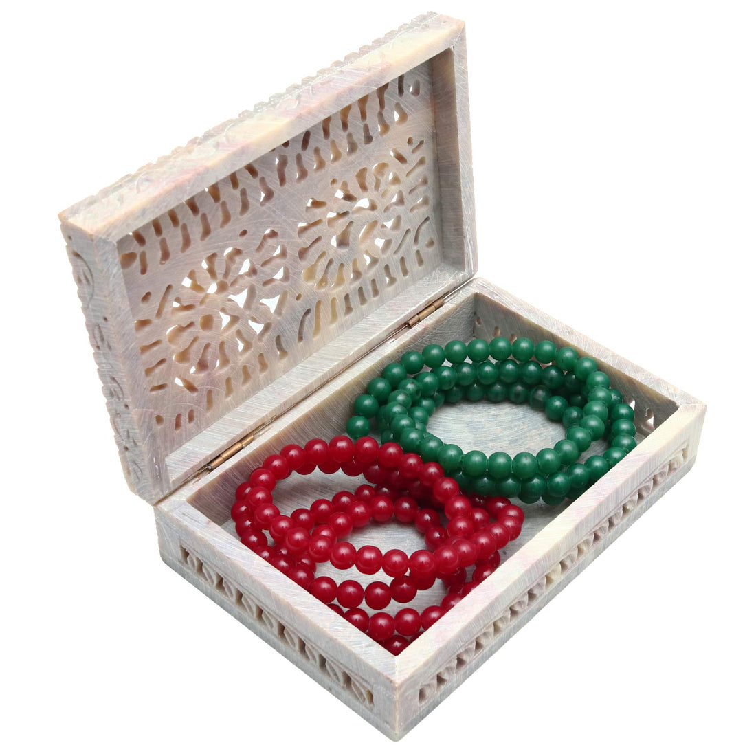 Tuzech Natural Decorative Hand Carved Marble Floral Carving Handmade Jewellery Decorative Marble Box for Jewellery Storage-Tuzech store